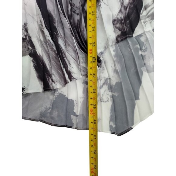 BCBGMaxAzria Women's Brushstroke Print Pleated Midi Dress with Puff Sleeves, 10 - Picture 7 of 8